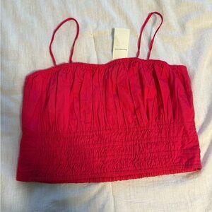 Abercrombie & Fitch Red Smocked Crop Top